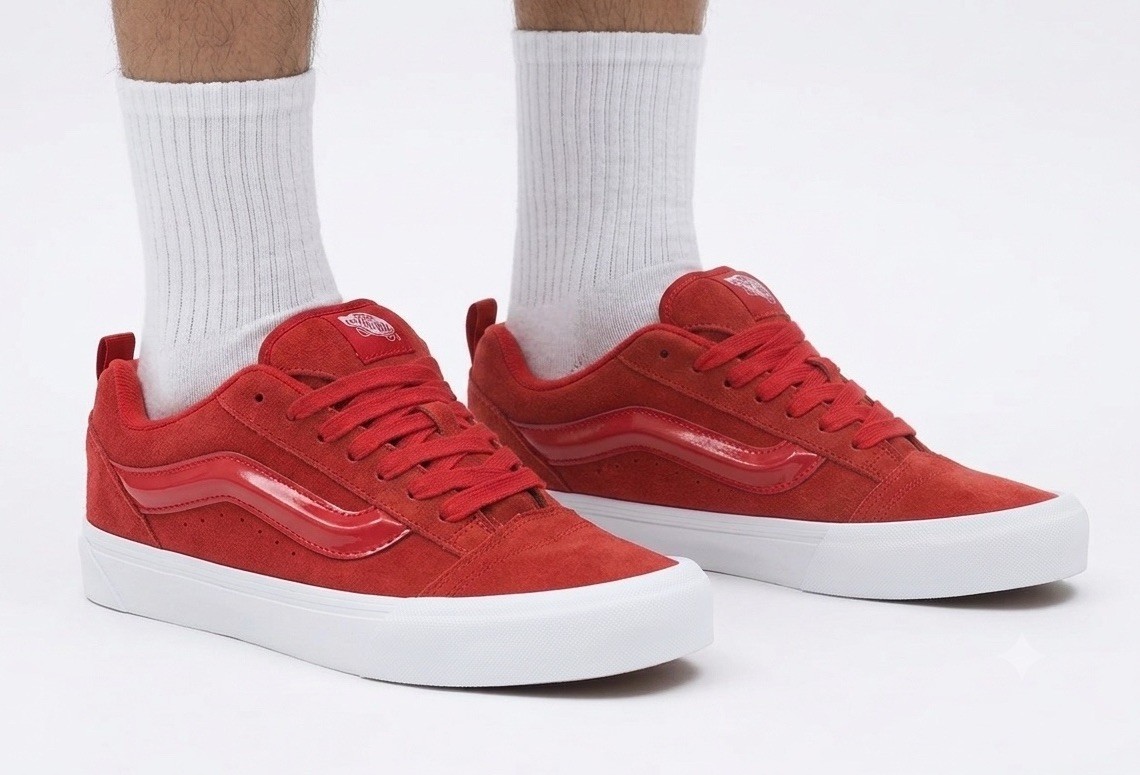 Vans Knu Skool Suede Patent Racing Red White Men’s Size 8,5 VN000EE6IZQ
