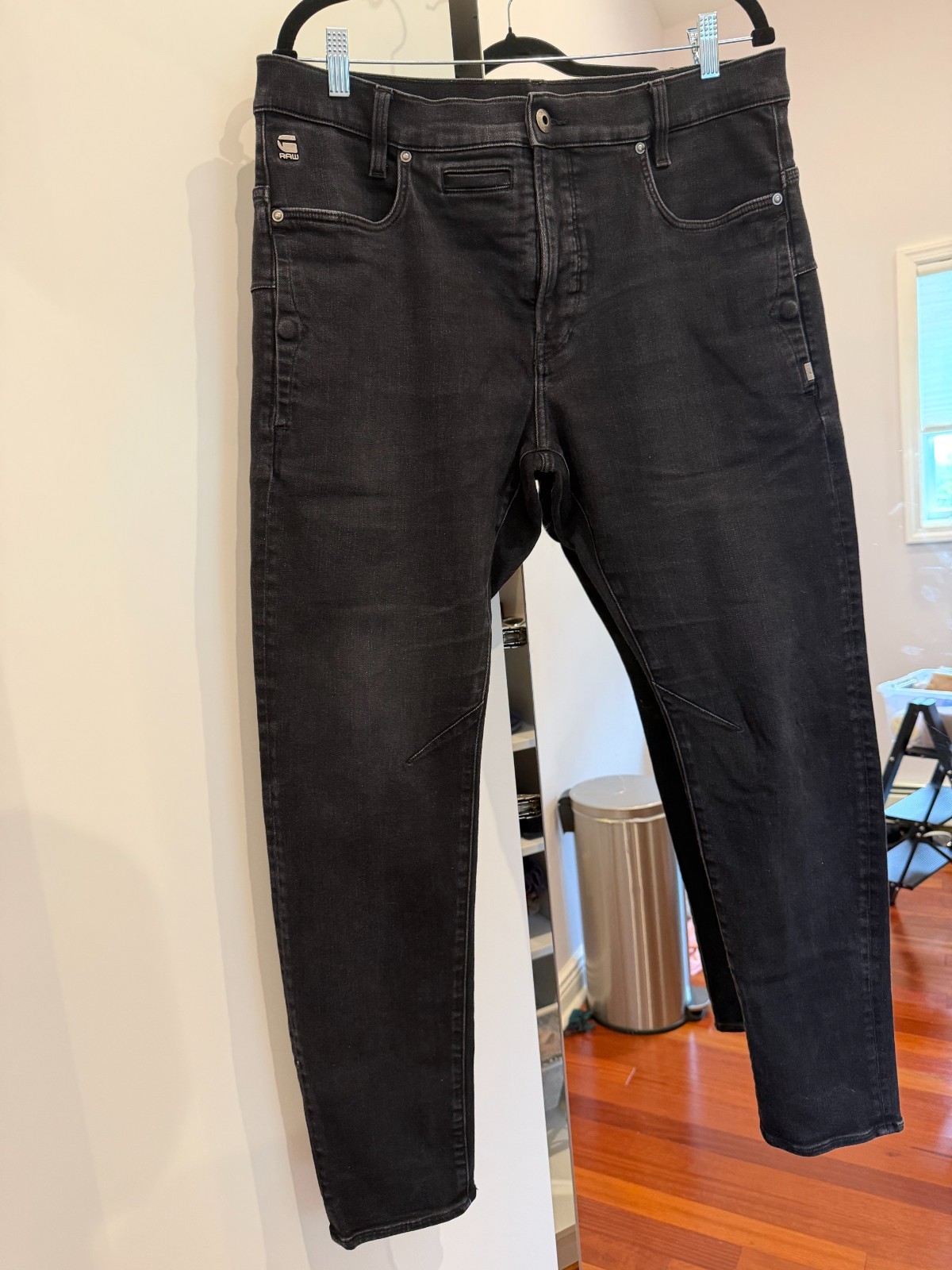 GSTAR MENS RAW SLIM FIT JEANS SIZE 35/32 BLACK GOOD CONDITION