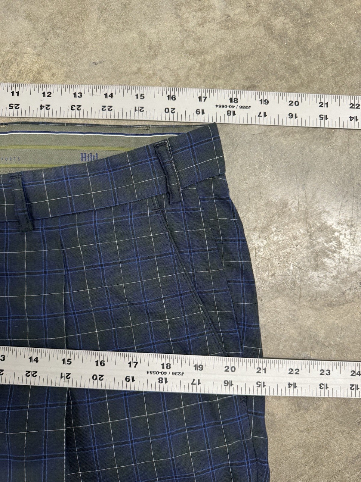 Vintage Hiltl Pants Mens 34×32 Plaid Check Golf Trousers Poly Cotton Pleated NEW