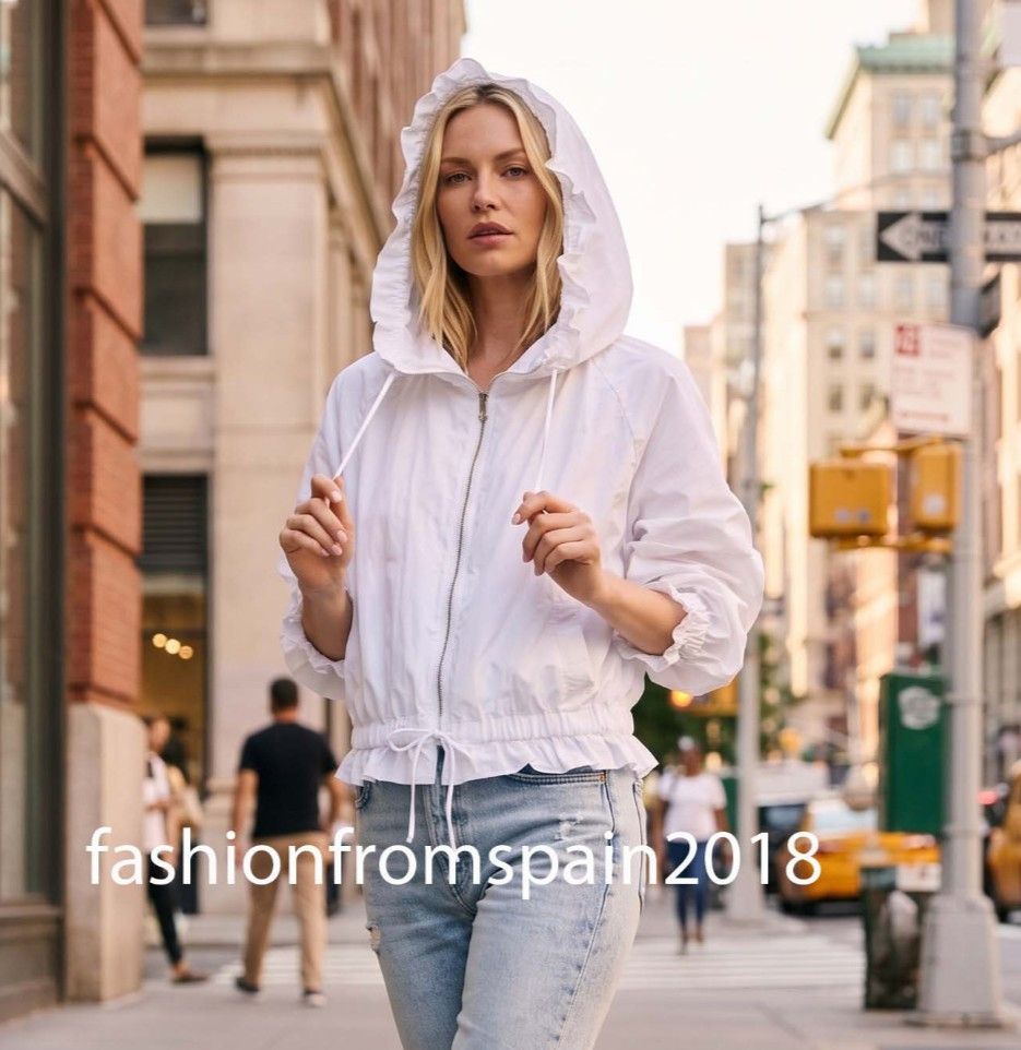 ZARA NEW WOMAN RUFFLED ZIP-UP JACKET WHITE XS-XXL 1255/703/250
