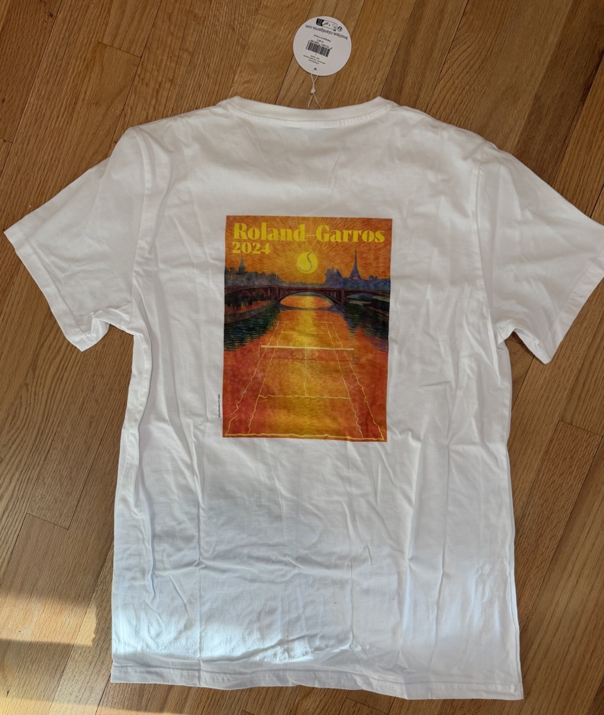 NEW! Roland Garros 2024 Official Poster T-Shirt (White L) (Fits Like USA Medium)