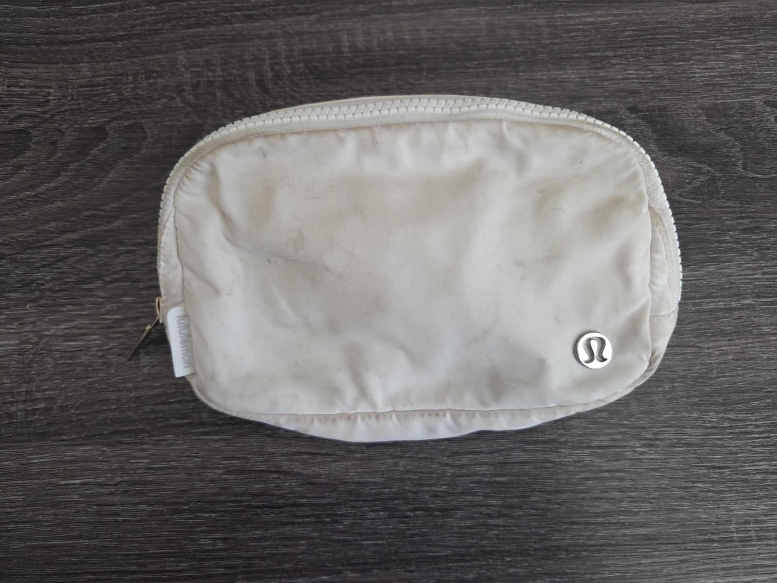 Lululemon White Small Zip Pouch Wrist Strap Lightweight Logo Accents
