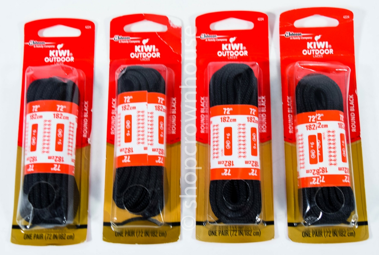 4 pairs Kiwi Outdoor ROUND BLACK 72″ Shoe Laces 182 cm 9+ Eyelets 4224 Bulk