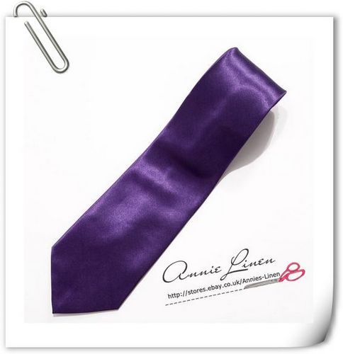 Annie Italy Solid Satin Wedding/Party Men’s Tie – Cadbury Purple