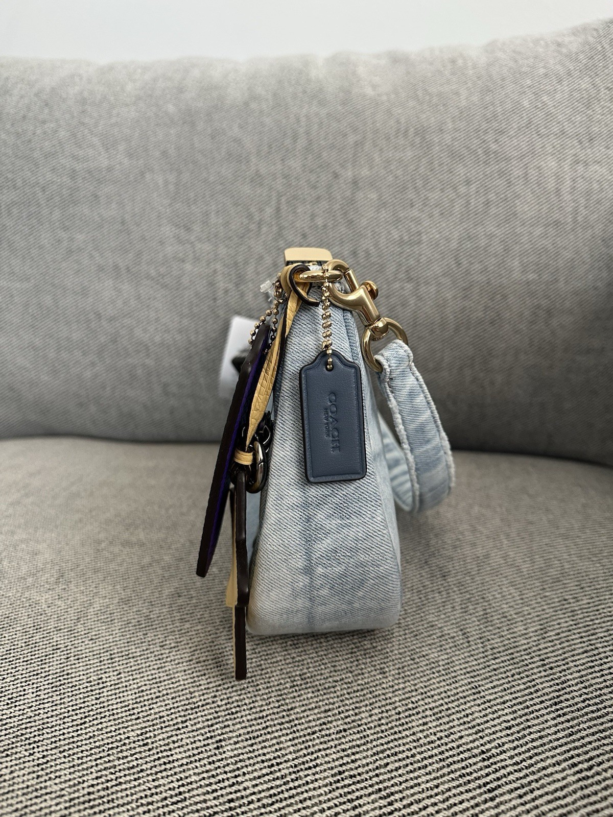 COACH Teri Shoulder Bag In Loved Denim With Charms CDY76 NWT Crossbody