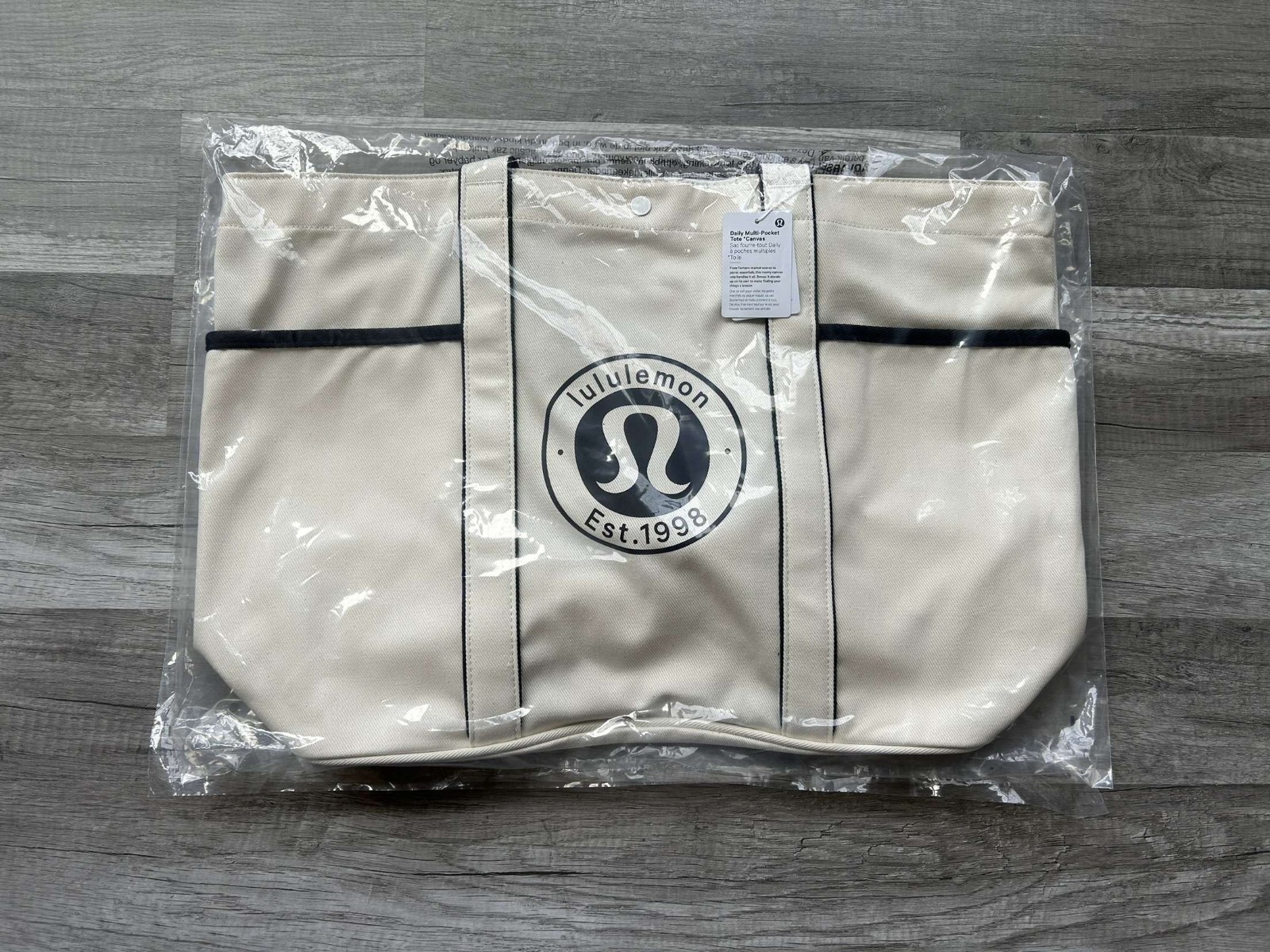Lululemon Daily Multi Pocket Canvas Tote Bag White True Navy 20L New With Tags