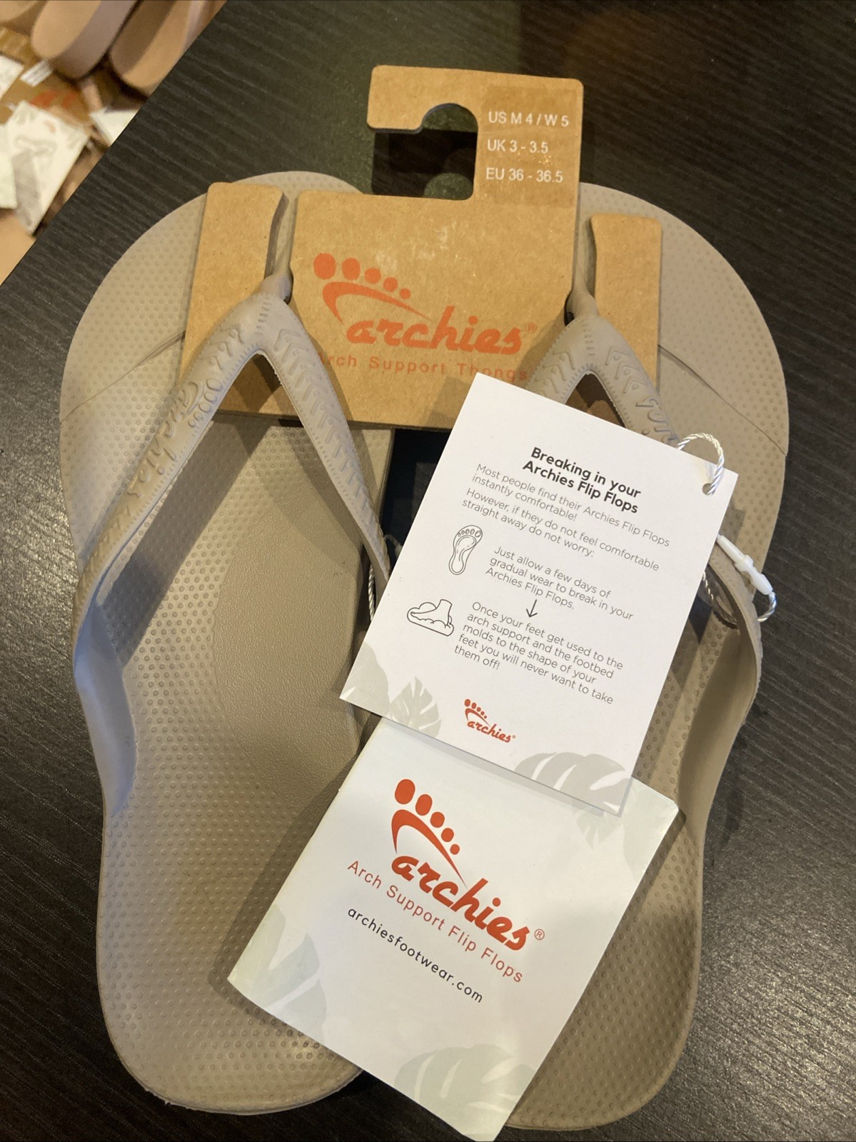 Size 5 Women’s Archies, Arch Support Flip Flop ARCHFLIP-TAUPE Taupe SYNTHETIC