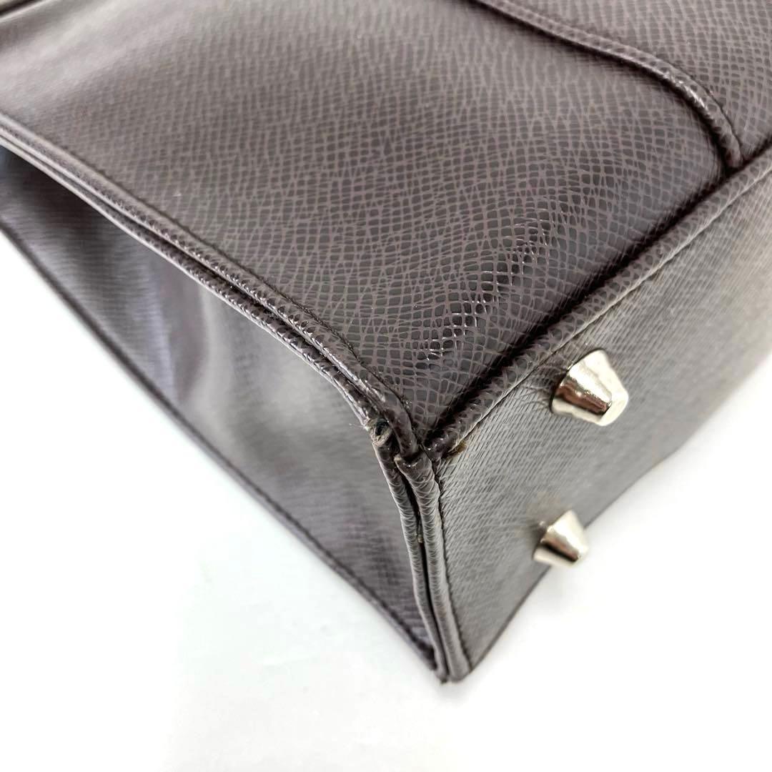 Yves Saint Laurent Brown Leather Tote Bag Unisex Logo Silver Hardware Auth