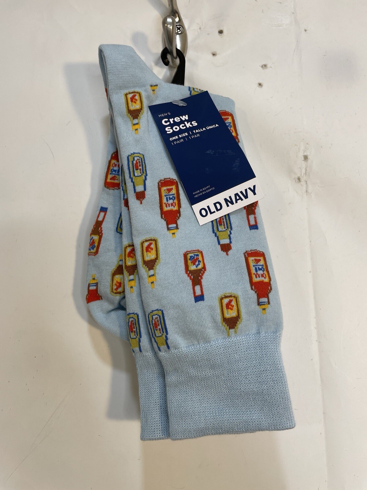 Old Navy Mens One Size Blue Multicolor Hot Sauce Printed Novelty Statement Socks
