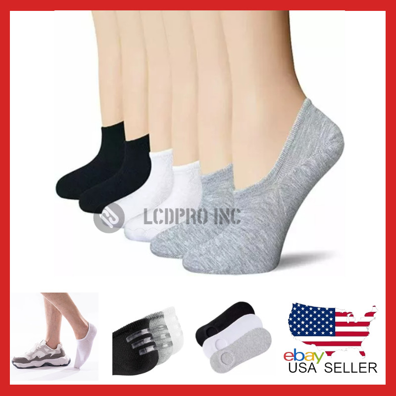 Lot 12 Pairs No Show Sock Invisible Nonslip Loafer Solid Boat Cotton Low Cut Men