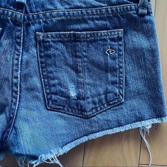 Rag & Bone Mila Cut Off Denim Shorts 24 Moss Raw Hem Distressed 100% Cotton