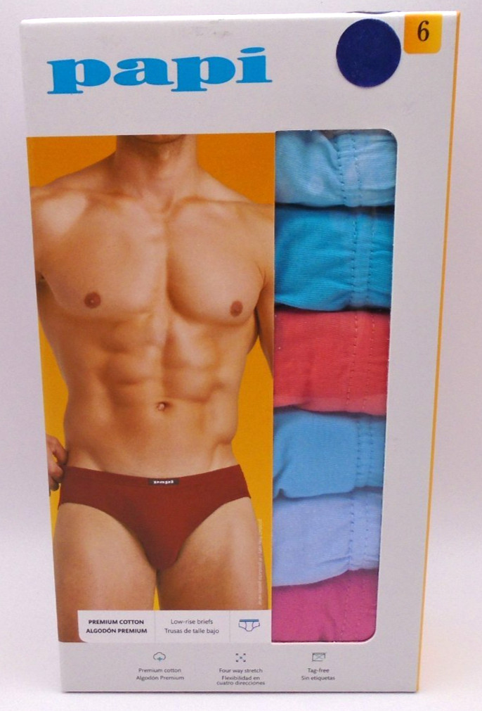 NEW MEN’S “PAPI 100% PREMIUM COTTON 6 PACK LOW RISE BRIEFS” Choose!