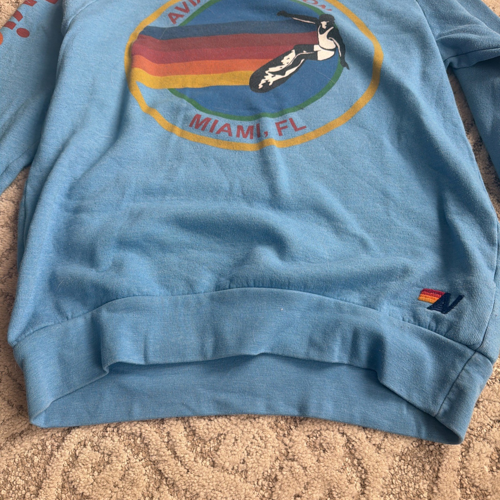 Aviator Nation miami crew sweatshirt ocean color SZ Small