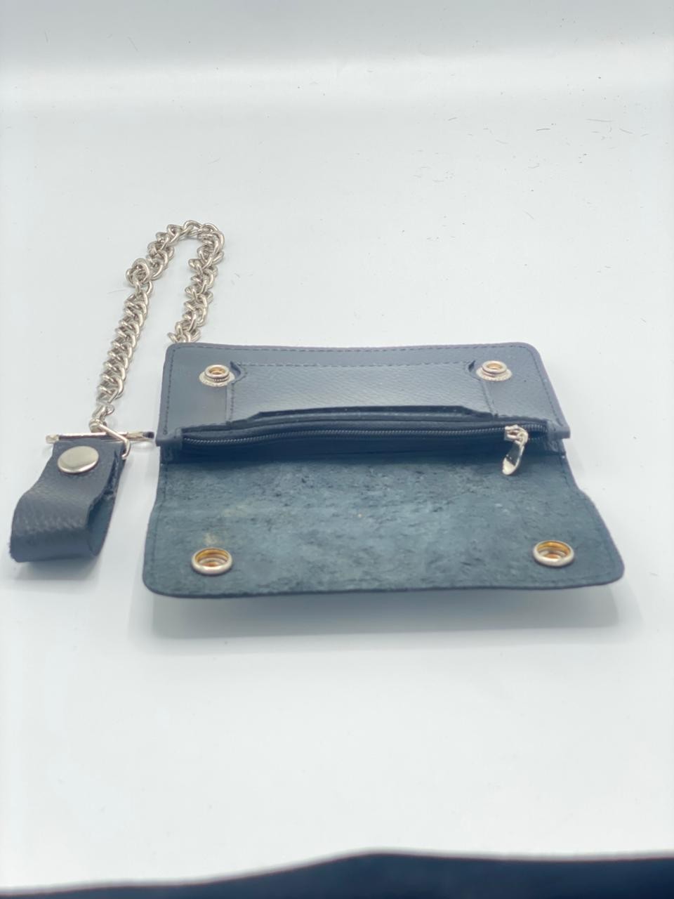 Men’s Genuine Leather Motorcycle Chain Wallet with Belt Loop Hook