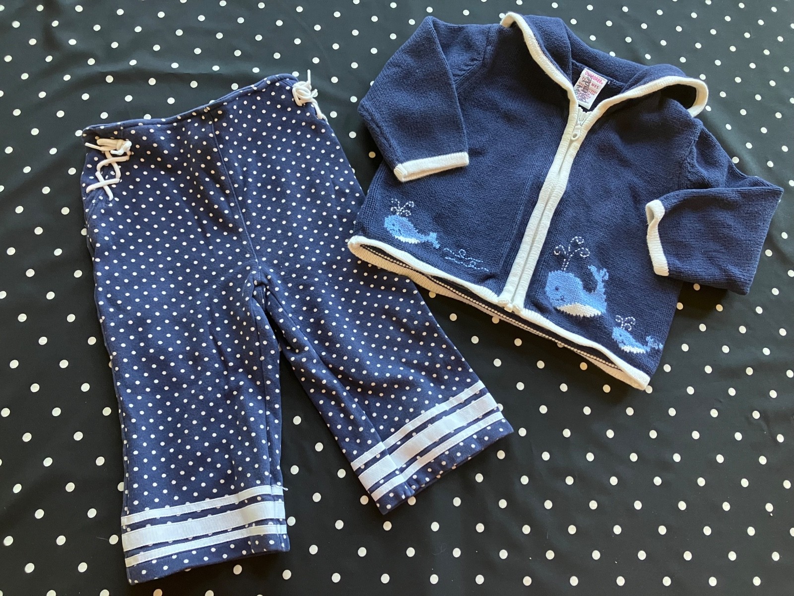 Y2K Gymboree 2003 Whale Watching zip sailor sweater yoga pants 12-18 cmb ship