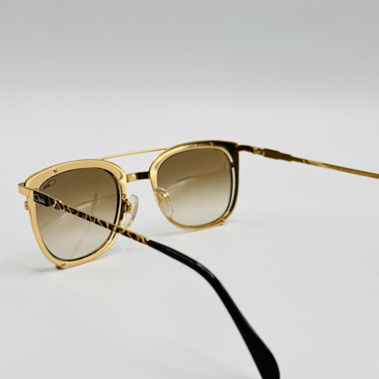Cazal Sunglasses 9077 002 Gold Leopard Print Frame Brown Gradient Lens 50mm NEW