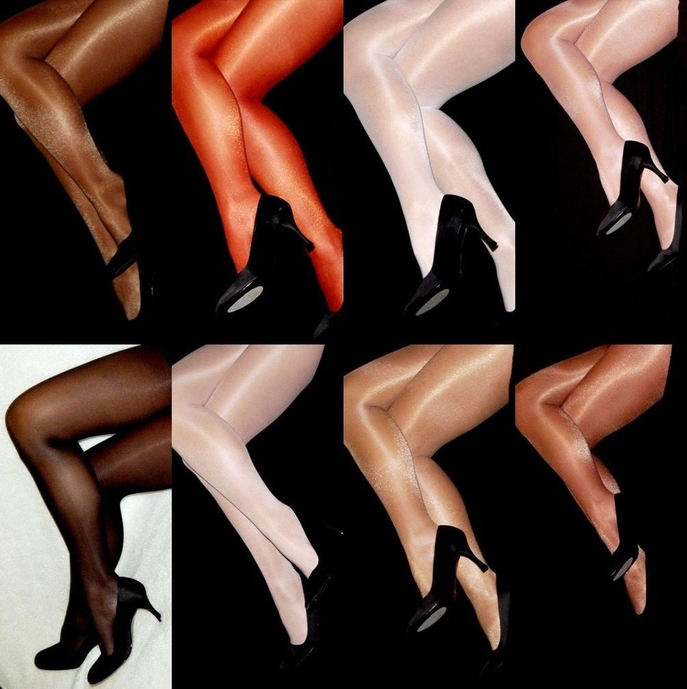 Q XL Suntan Shimmery gloss Tights Shiny Drag Queen Hooters uniform cross dresser