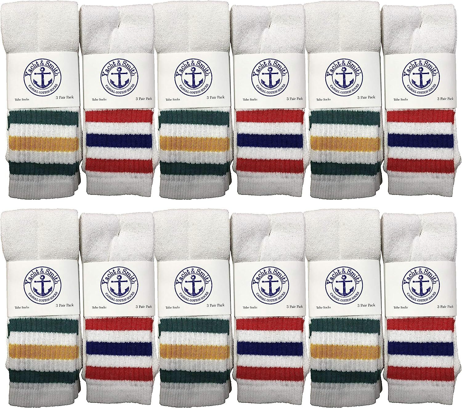 Yacht & Smith 32 Inch Wholesale Men’s Cotton Big & Tall Long Tube Socks, 13-16