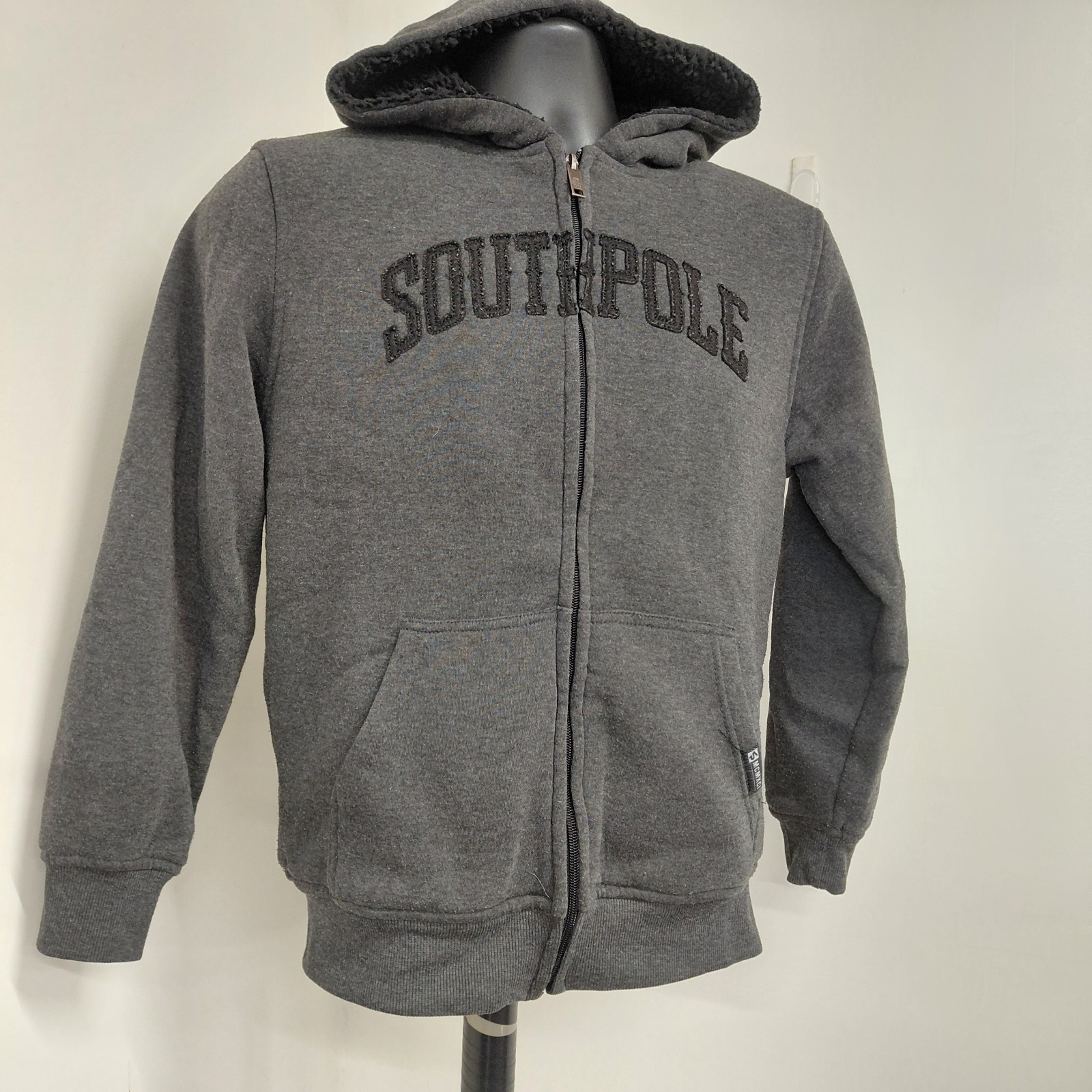 South Pole Full Zip Hoodie Youth Size Large 14/16 Black Jacket Sharpa Lined Warm
