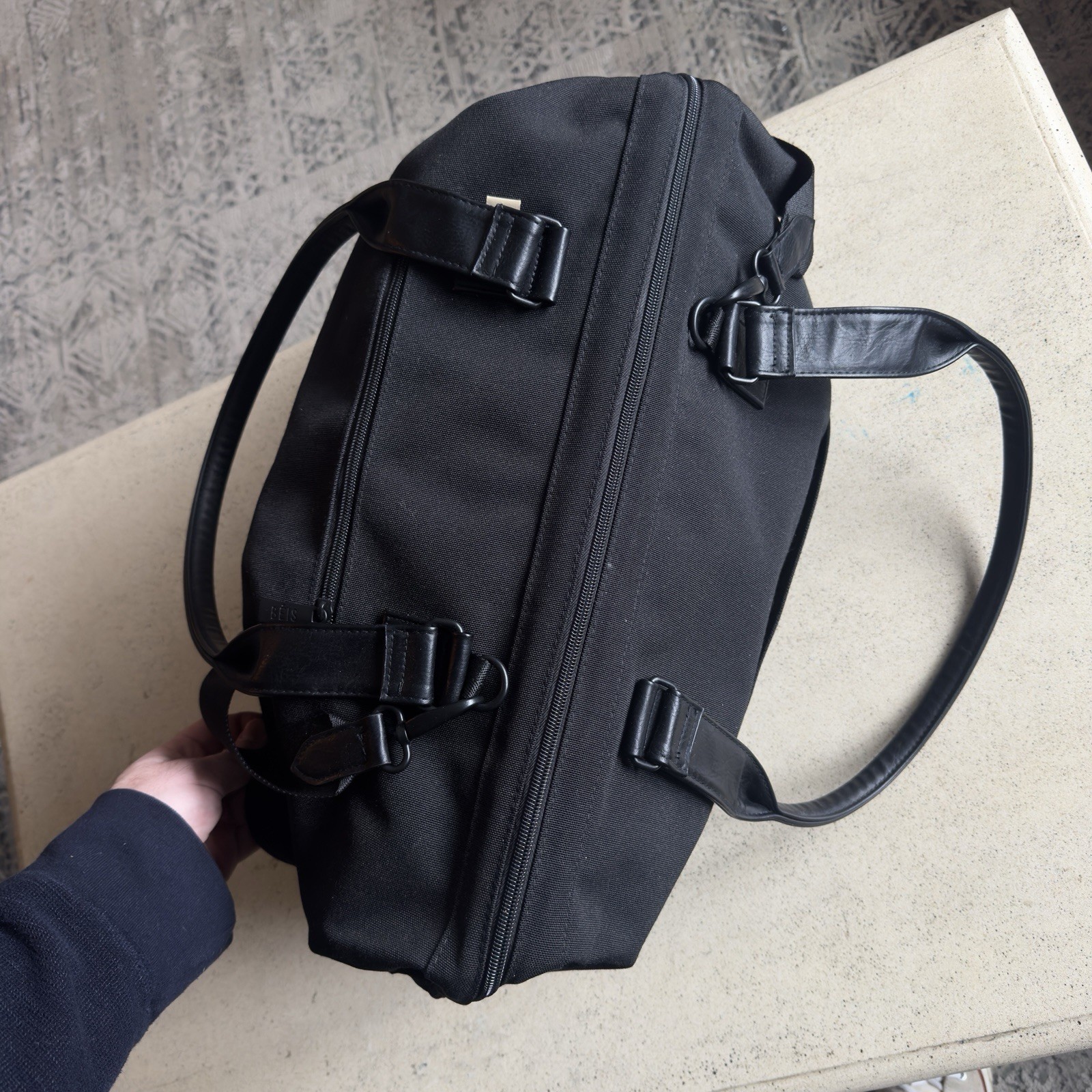 BEIS The Weekender Large Bag in Black FLAW-Missing Bottom Section 19x12x10