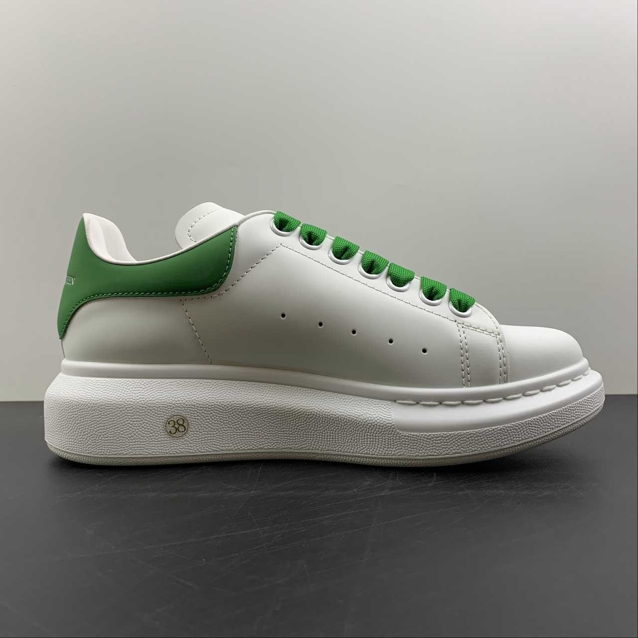 Alexander McQueen Oversized White Green Low Top Leather Sneakers