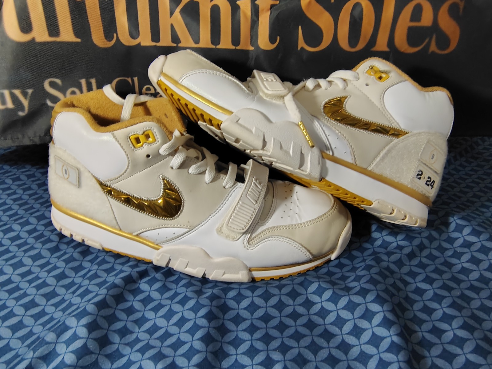 Nike Air Trainer 1 CFP Pack Mid Top Lace Up Strap Leather White/Gold FJ6196-100