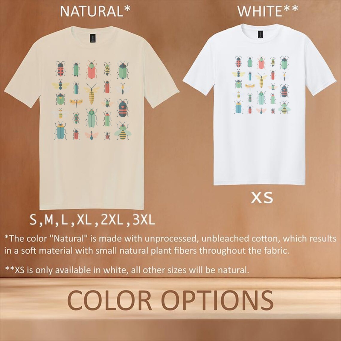Illustrated Insects Graphic Tee Beetle Bug Collection Nature Art Shirt