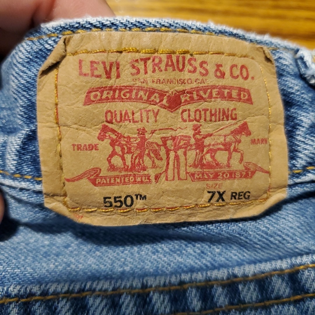 Vintage Levi’s 550 Blue Denim Jean Shorts 7X Reg Kids Red Tab Vintage
