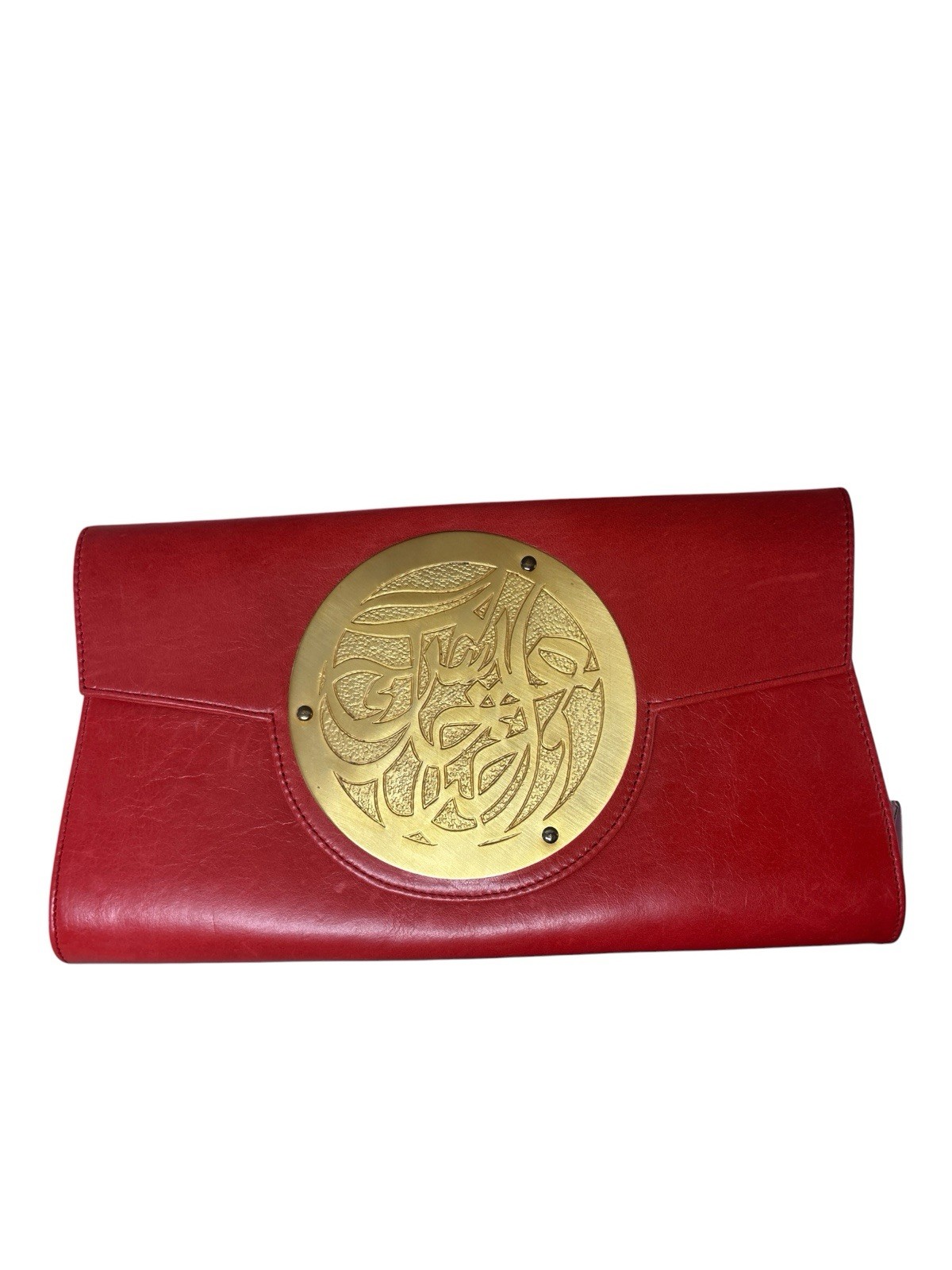 Dareen Hakim “Le Icon” Clutch with Gold Medallion Pink Lining Magnetic
