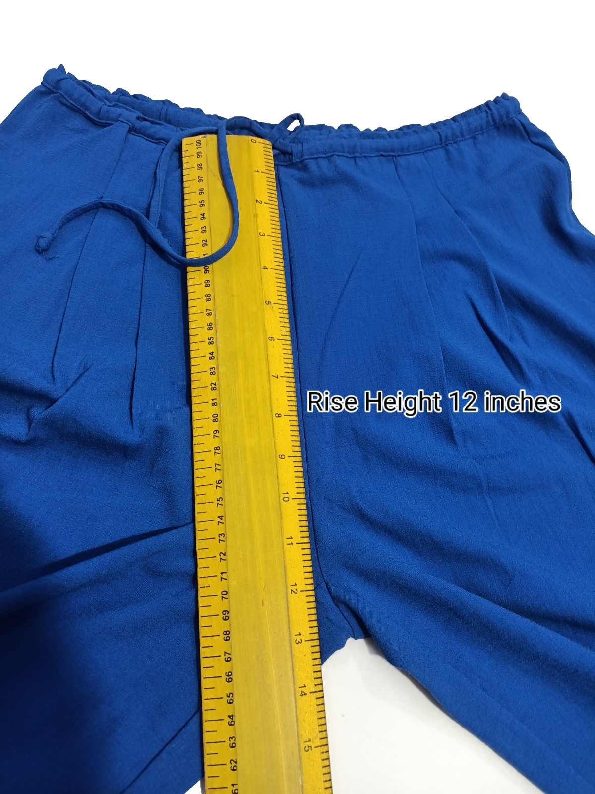 H&M Blue Wide Leg Dress Pants Adjustable Waist Drawstring Free Size 30 To 36 In