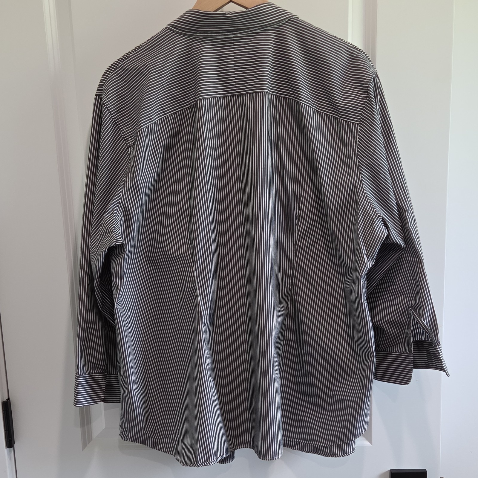 Lauren Ralph Lauren Non-Iron Big & Tall 3X Striped Cotton Woven Shirt Black