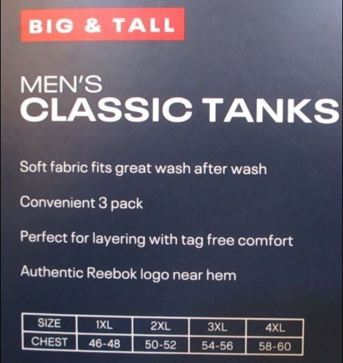 3 GENUINE REEBOK 4XL BIG & TALL 100% COTTON WHITE TANK TOP T SHIRTS UNDERSHIRTS