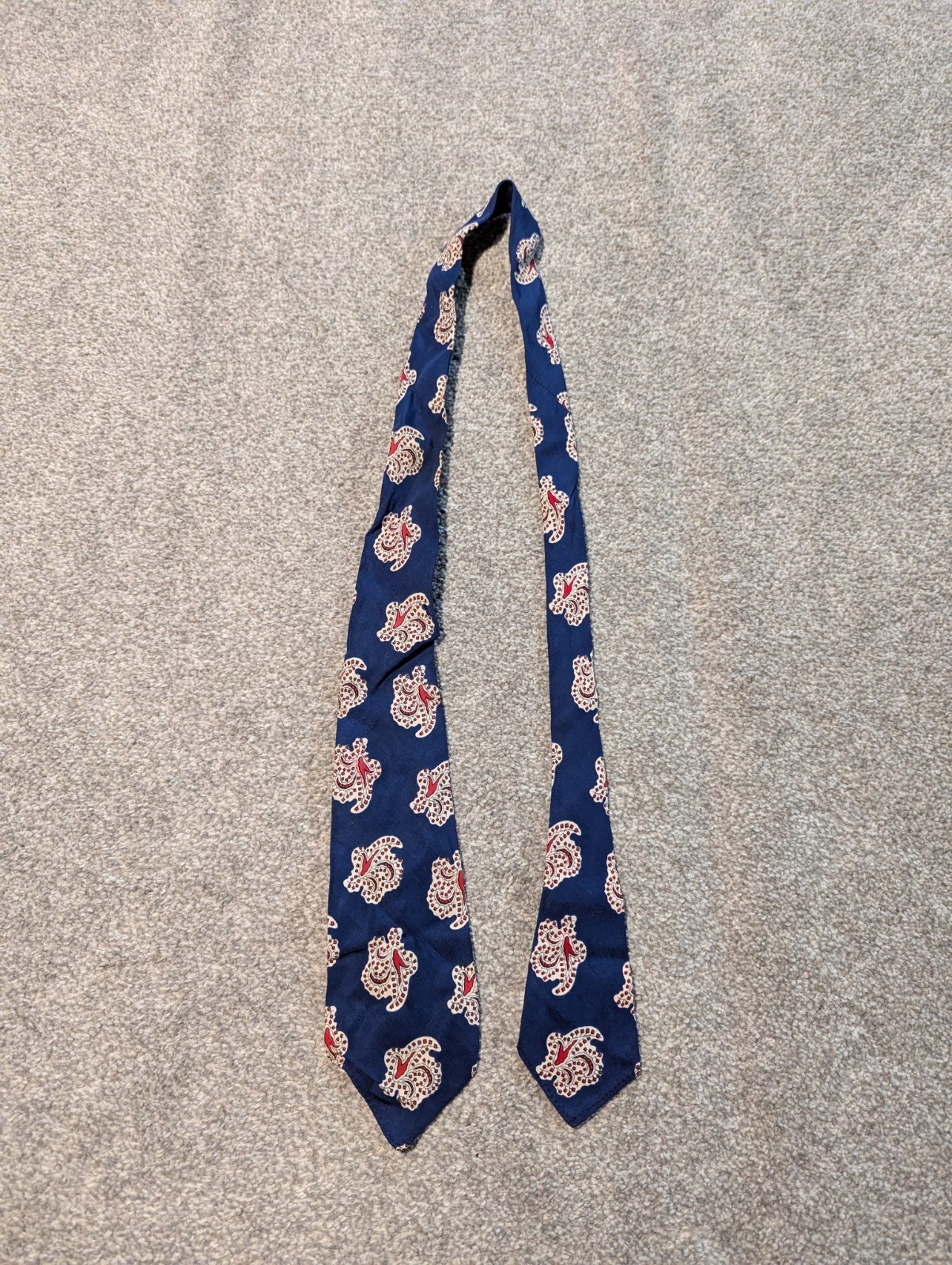Vintage 1930s 40s Tie Blue Floral Paisley Cravat 47 Inches