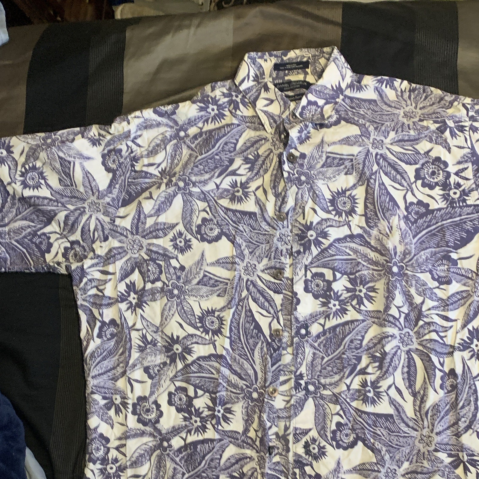 Daniel Cremieux Collection Men’s L Cotton Blue/White Floral Button-Up Luxury