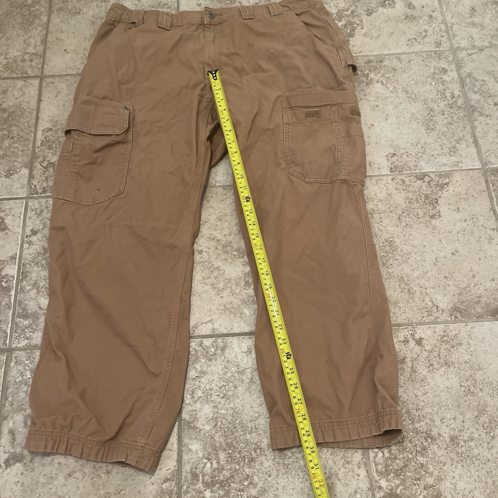 Duluth Trading Pants Flex Fire Hose Mens 37×30 Ultimate Cargo Brown Six Pocket