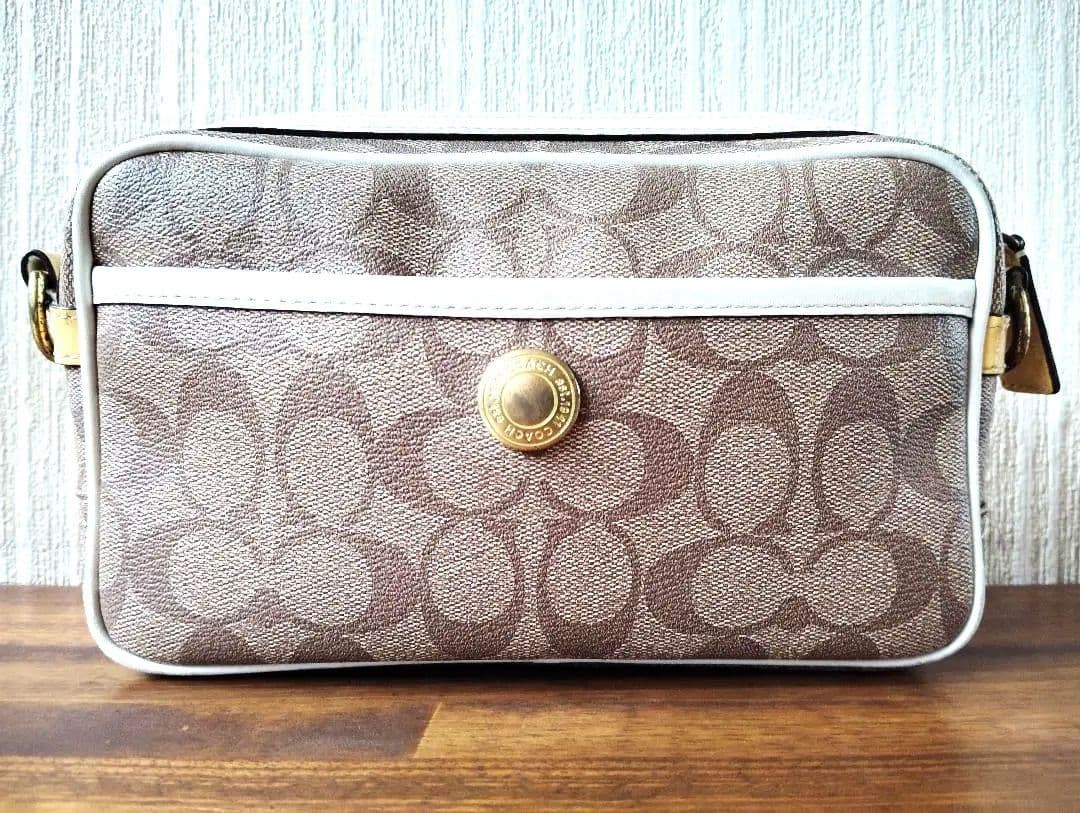 Excellent condition COACH stripe signature 2WAY with protective bag 13a