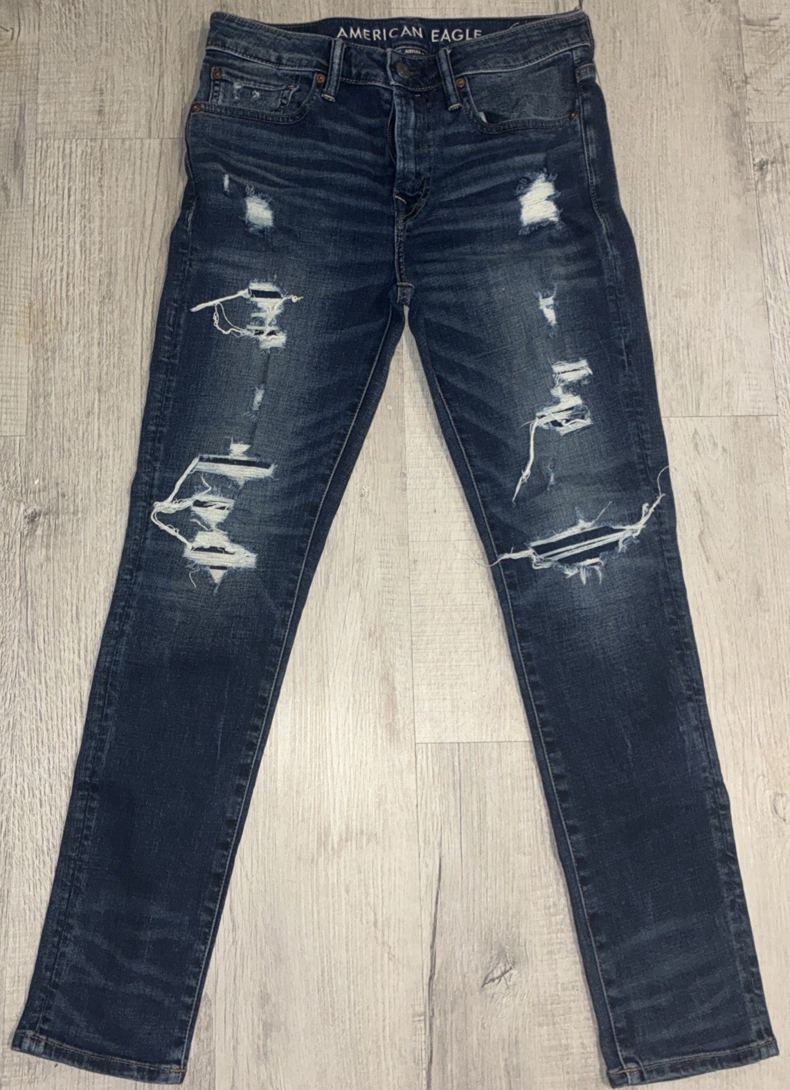 American Eagle AirFlex+ Slim Distressed Ripped Dark Wash Jeans 31×30