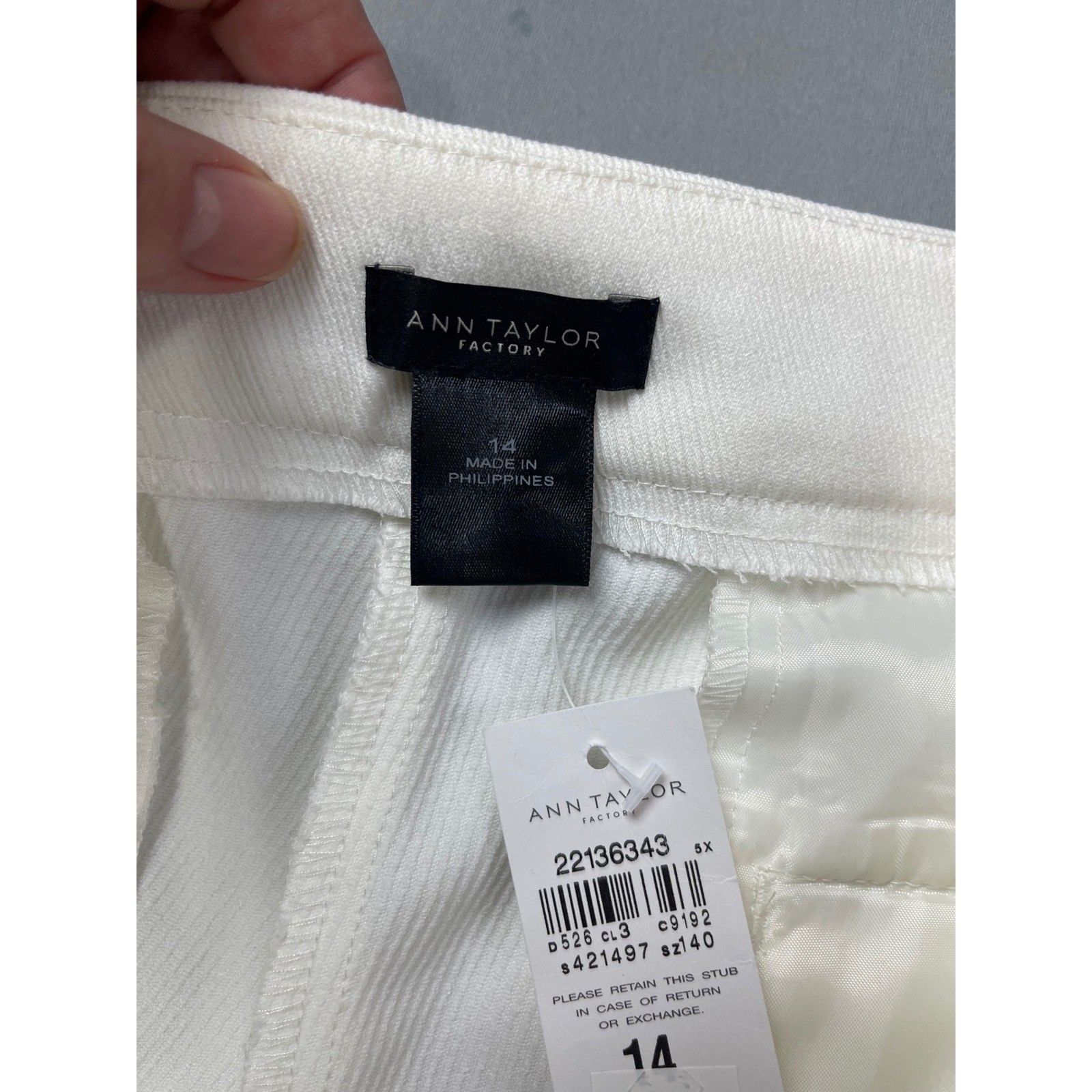 Ann Taylor Factory White Sailor Pants Wide Leg Side Zip Textured Size 14 NEW
