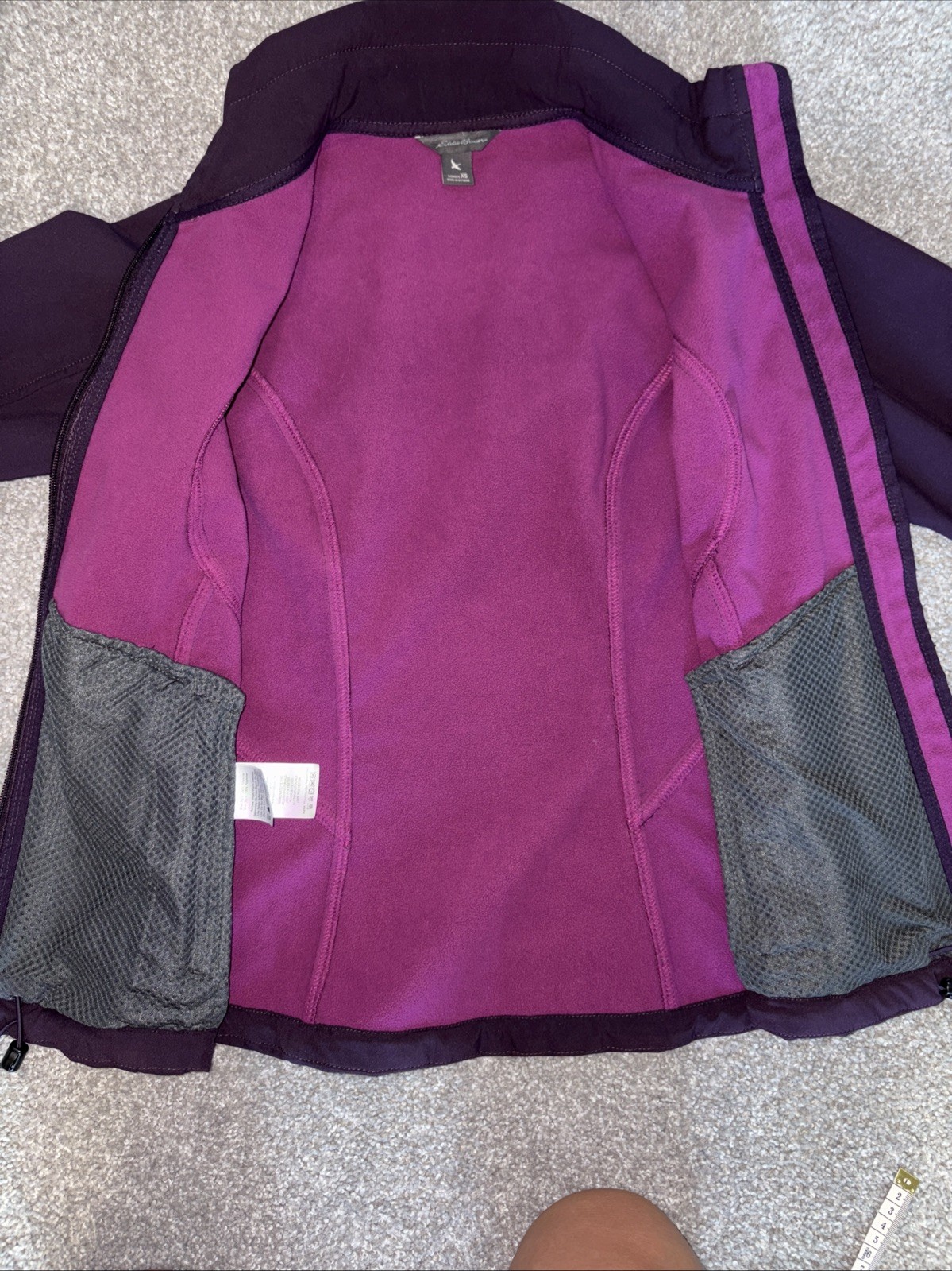Eddie Bauer Women Softshell Zip Fleece Lined Jacket Sz XS Purple Water Resistant