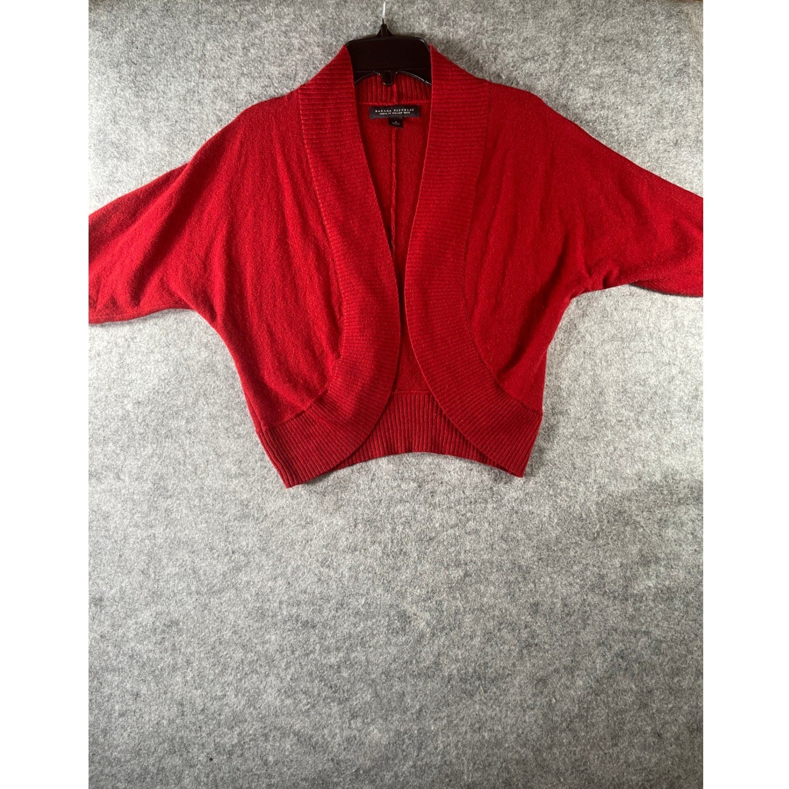 Banana Republic Red Italian Yarn Open Front Shrug Cardigan Sweater Womens Small