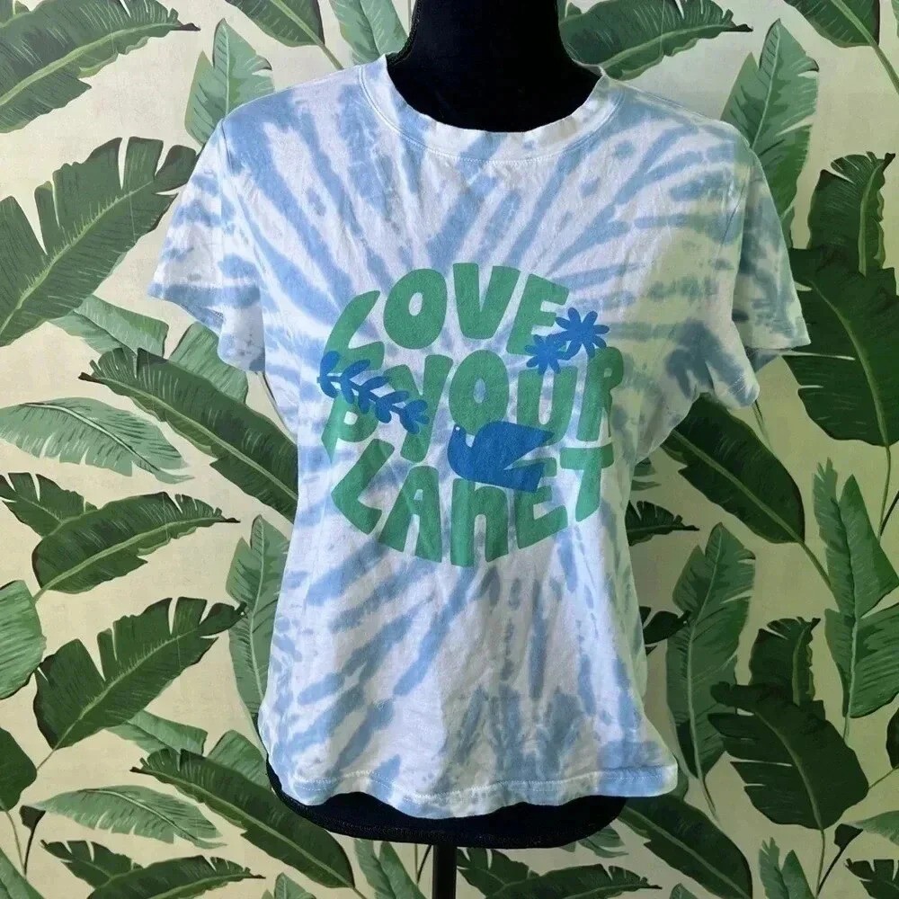 Rails Love Your Planet Graphic Short Sleeve T-Shirt Tie-Dye Blue XS