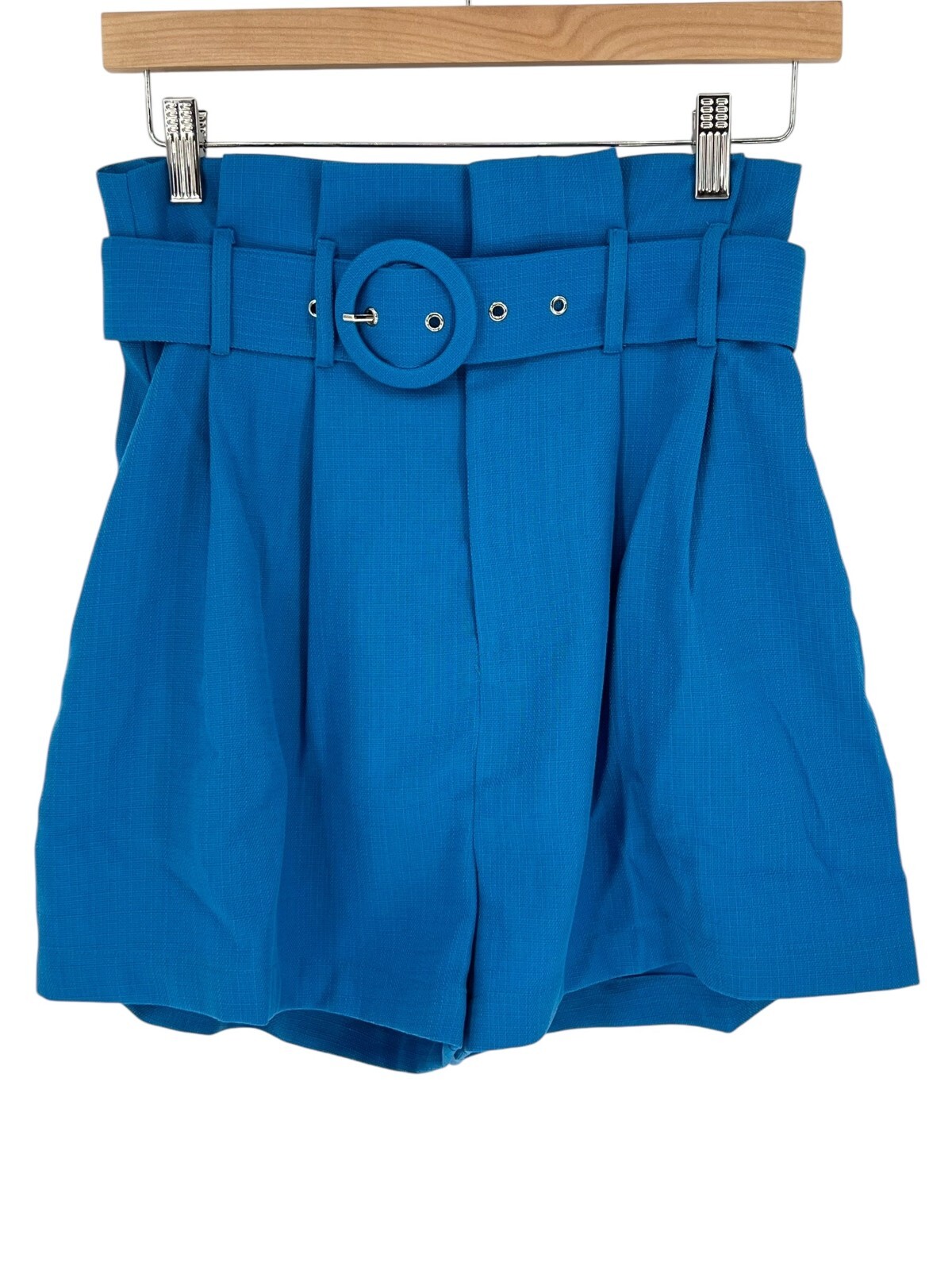 Flying Tomato Shorts High Rise Paper Bag Woven Blue Belted Pockets Varies Sizes