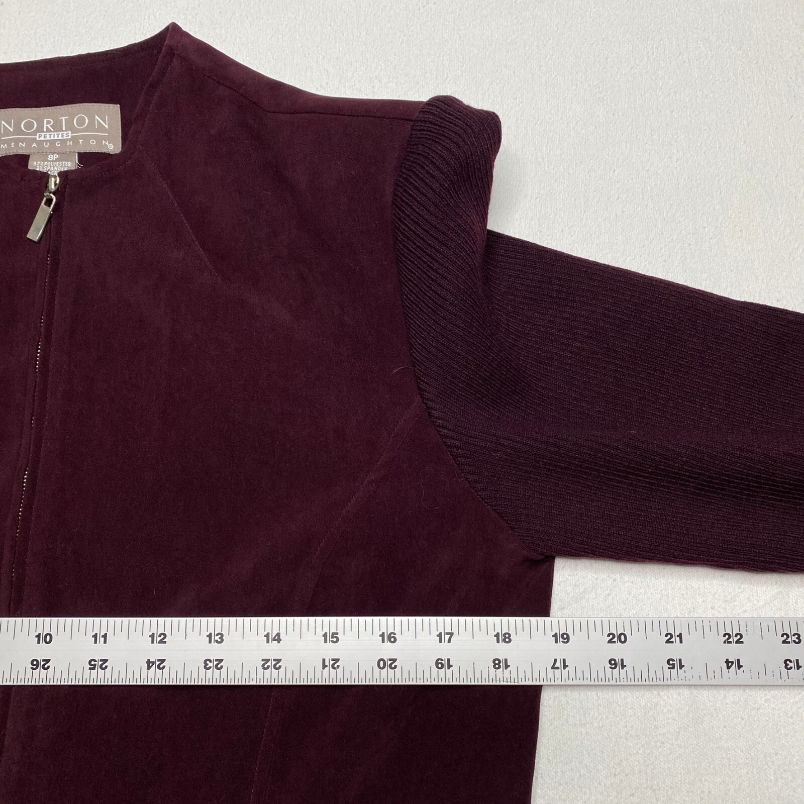Norton McNaughton Jacket sz 8P Maroon Full Zip Petite Polished Professional Chic