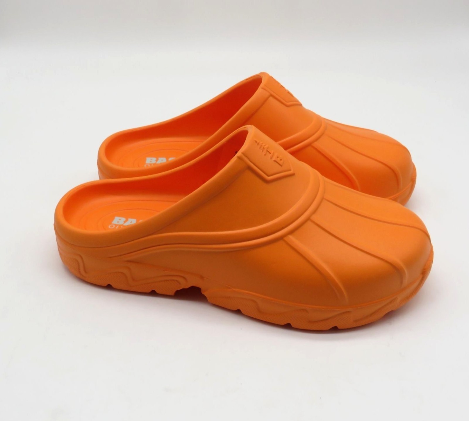 Bass Outdoor Unisex Orange Rubber Slip On Clogs Rugged Durable NEW