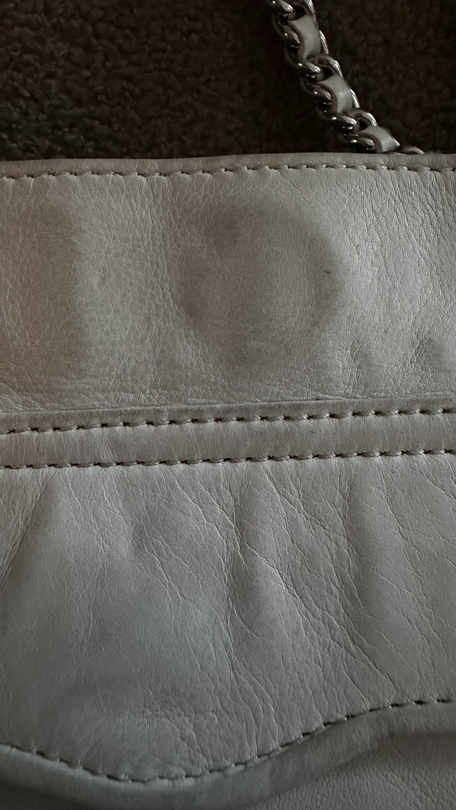Rebecca Minkoff White Shoulder Bag Zip Closure Chain Strap Silver Hardware