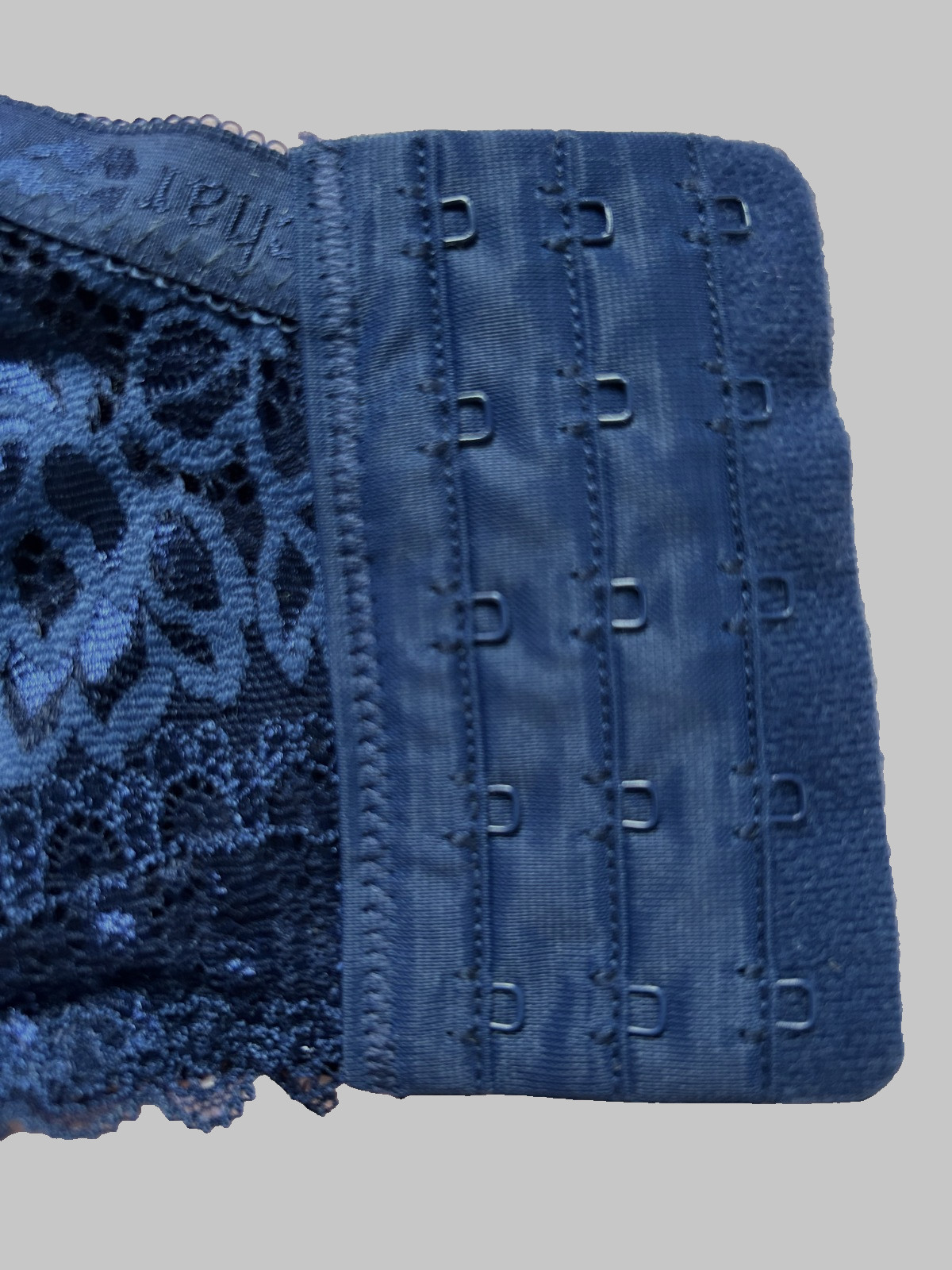 40D Midi Bustier Bra Navy Blue Lace Underwire Full Coverage Support Semi Padded