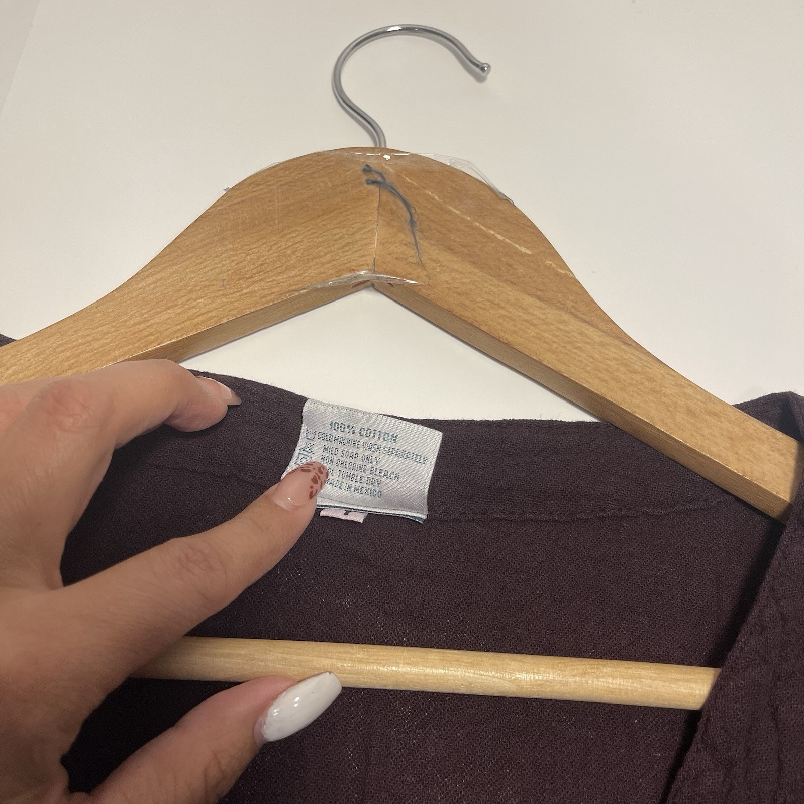 Oh My Gauze Button Front Crinkle Top Purple Brown Cotton 1, M Boho Boxy Coastal