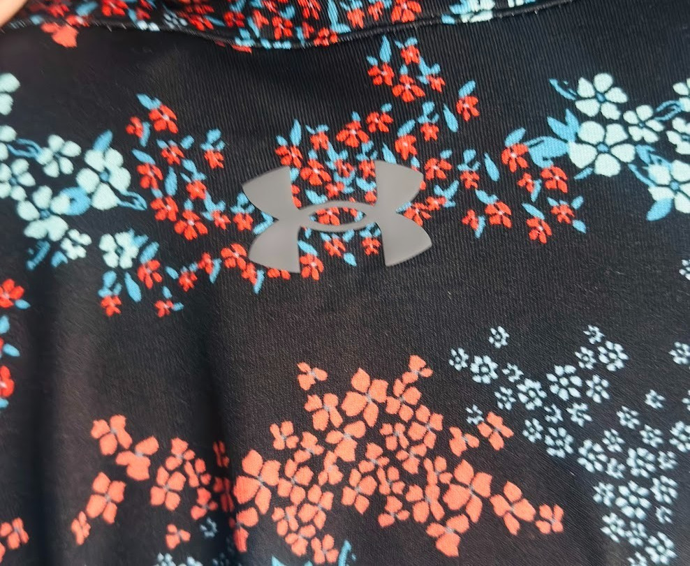 NWT Under Armour Playoff Polo Shirt Mens XL Floral Leaf Golf Black Blue Coral