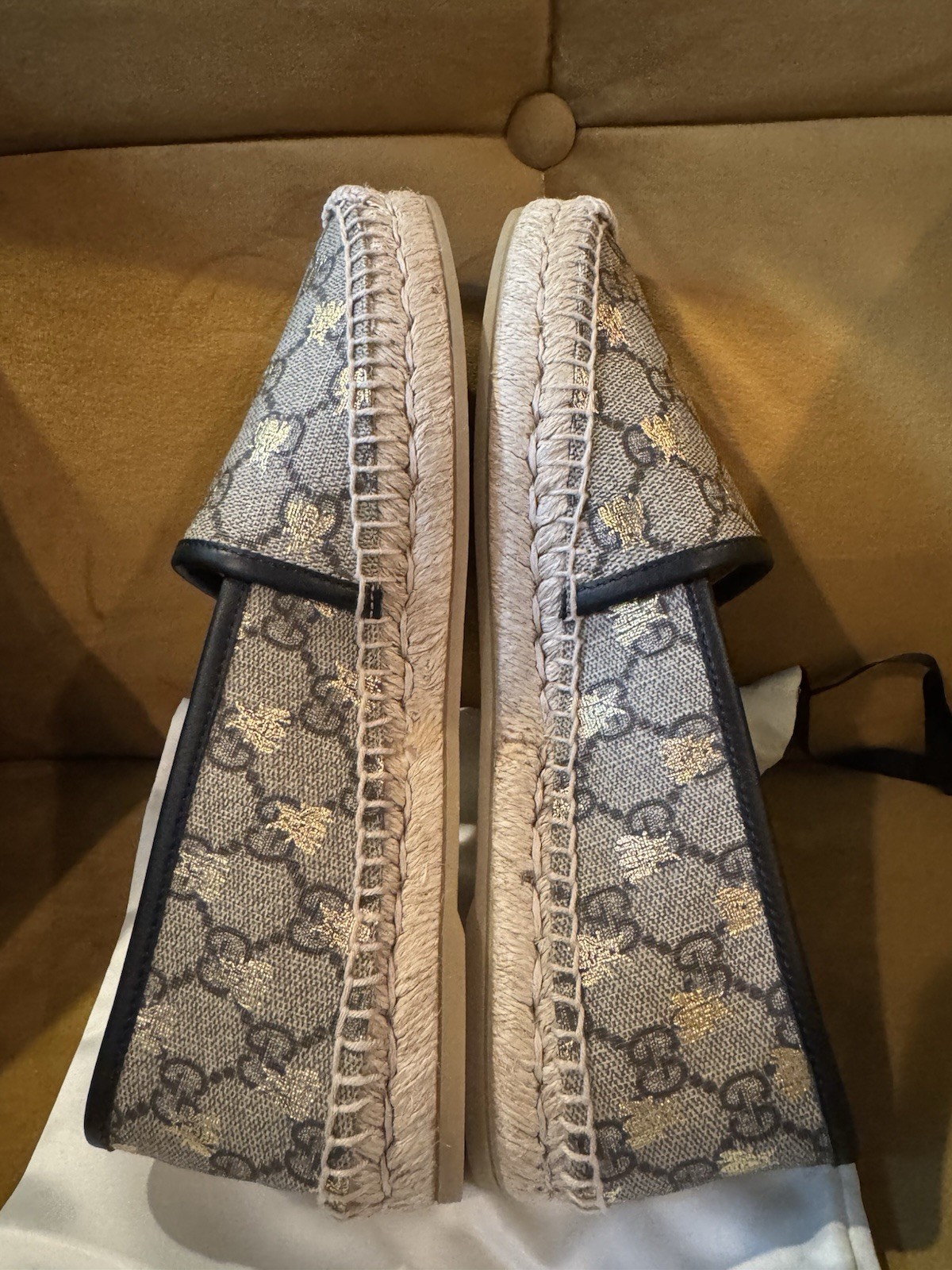 Gucci GG Suree Bees Espadrilles Beige Ebony