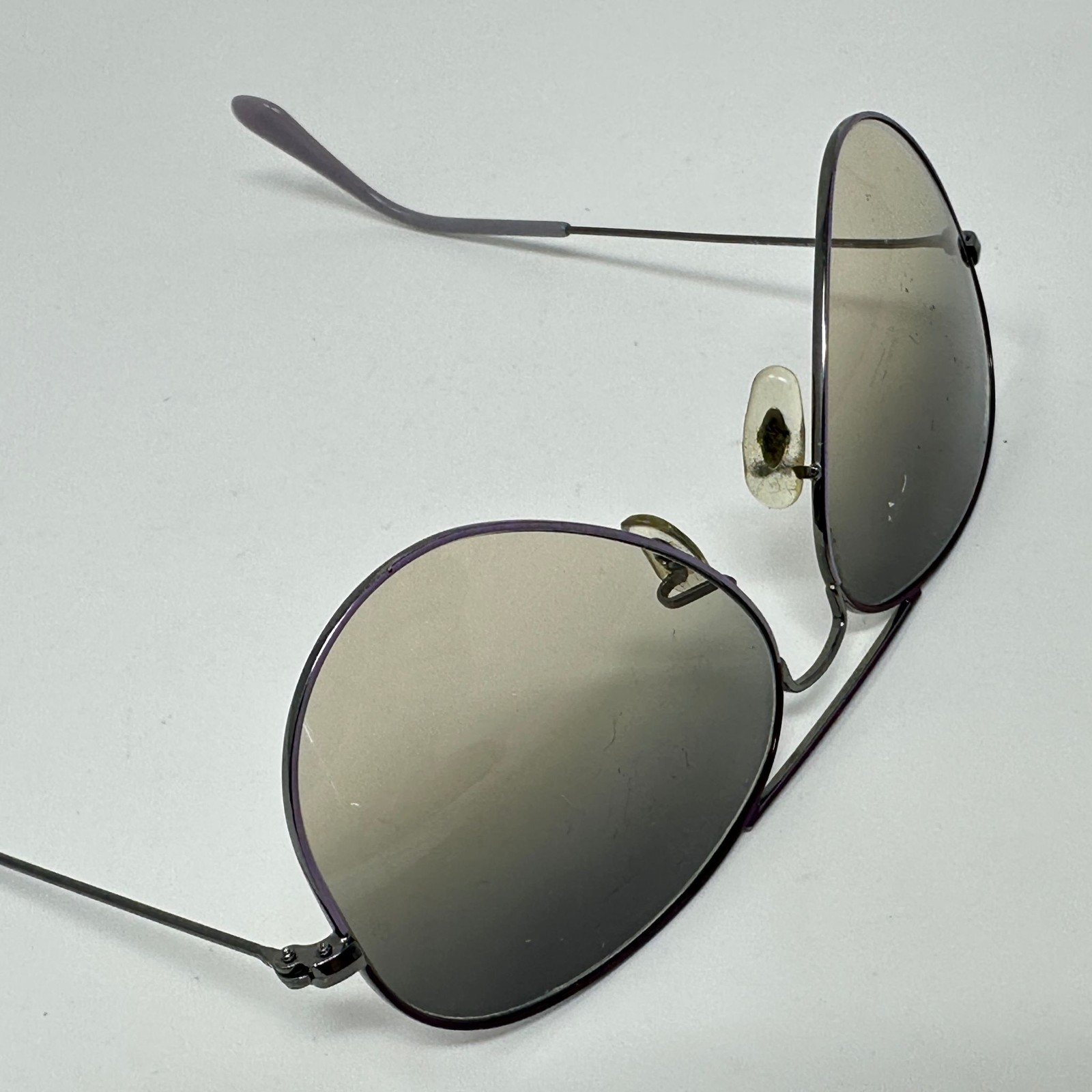Ray-Ban Aviator Sunglasses Unisex Large Metal RB3025 Purple Frame Lens Scratches